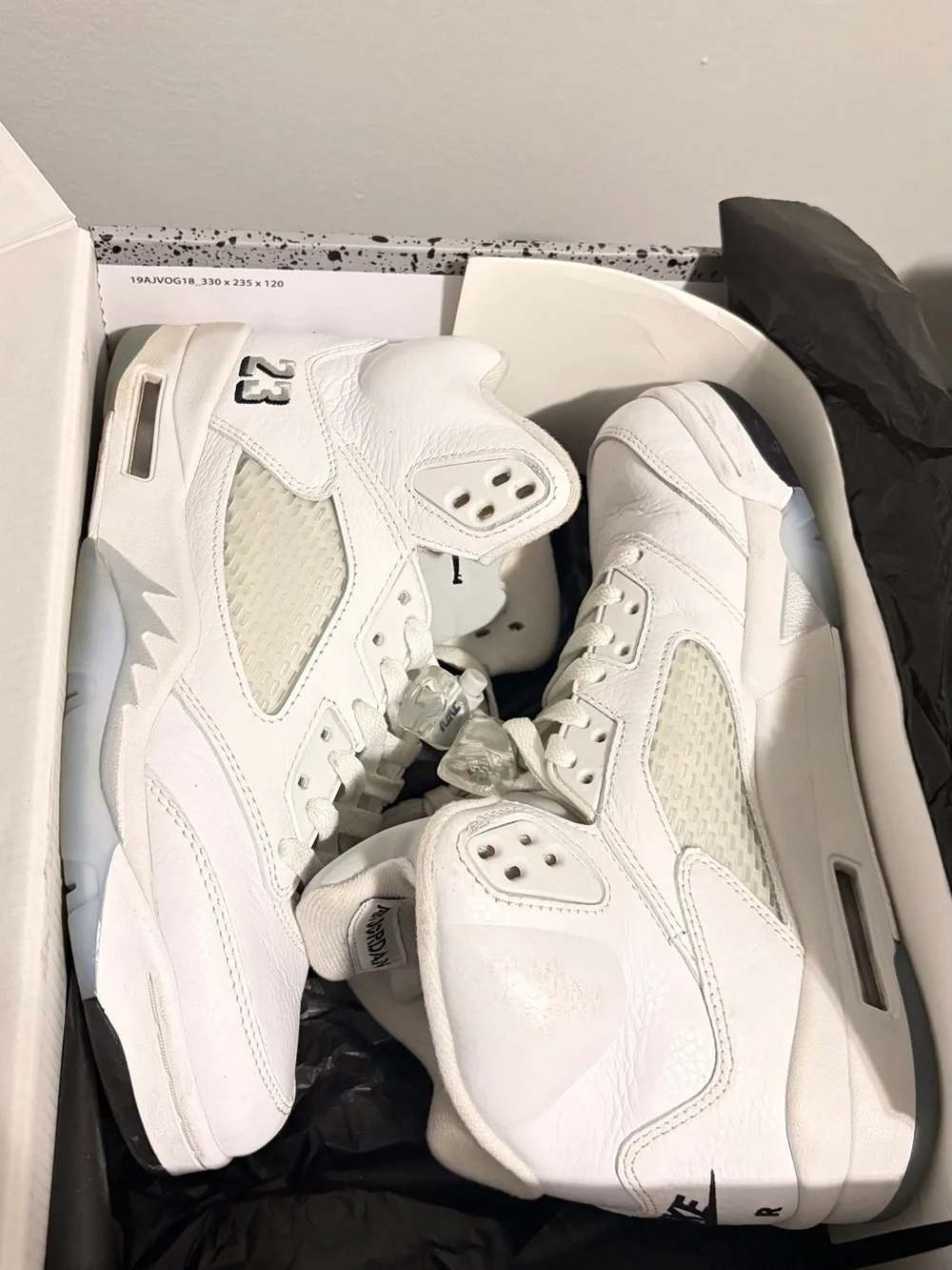 Jordan Air Retro 5 White Black Men's Sneakers